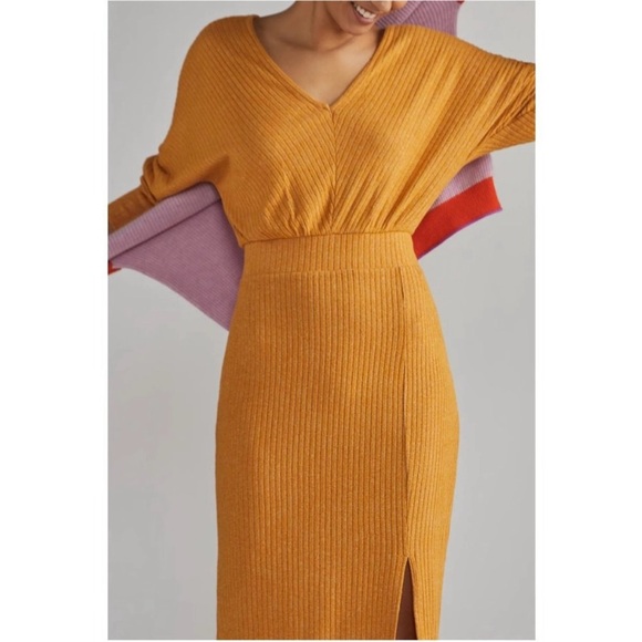 Daily Practice by Anthropologie Barre Midi Dress - Mustard Yellow - Size Small - Picture 3 of 16